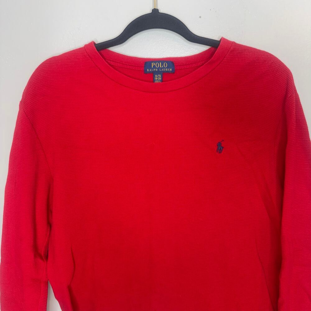 Polo Ralph Lauren Boys Size XL Waffle Knit Textured Pullover Long Sleeve Shirt